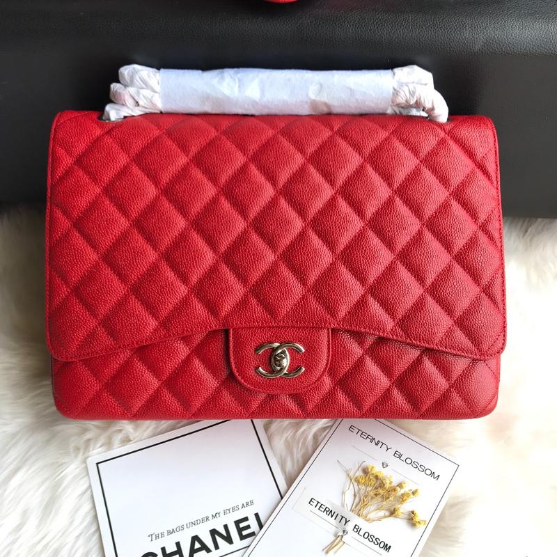 Chanel 2.55 Classic A58601 Ball Pattern Silver Button Red